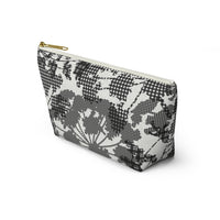 Floral Plaid Accessory Pouch w T-bottom in Black